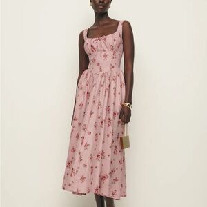 Reformation Balia Linen Dress - Tea Time (pink)